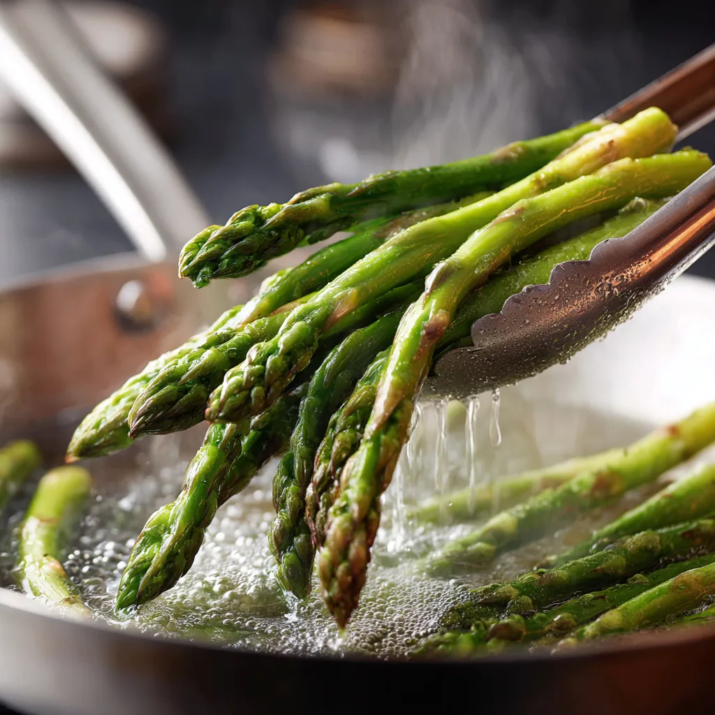 Vegetable Sous Vide Recipe | 7 Big Wins for Crisp Flavor 9 cooked asparagus coming out of sous vide bath
